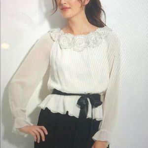 Adrianna Papell Off Shoulder Silk Blouse